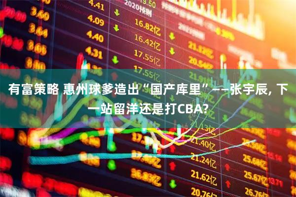 有富策略 惠州球爹造出“国产库里”——张宇辰, 下一站留洋还是打CBA?